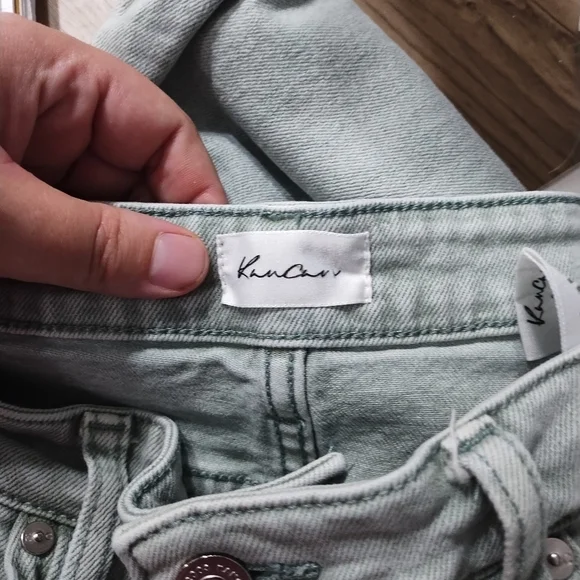 Kancan Straight Leg High Waist Light Green Boho Casual Minimalist Jeans Sz 28/9 - Picture 7 of 7
